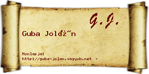 Guba Jolán névjegykártya