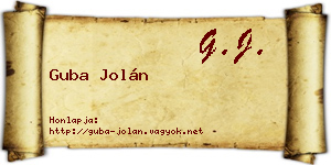 Guba Jolán névjegykártya